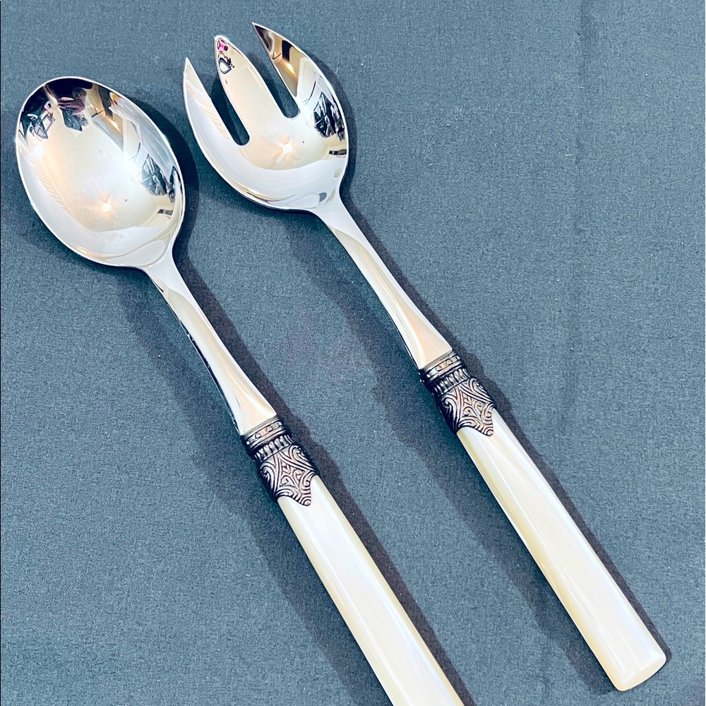 EME Italian Cutlery- Salad Serving Set- 18/10 Stainless Steele & Mother of Pearl